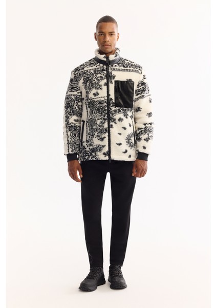 Erkek Beyaz Dik Yaka Rüzgar Geçirmez -4 Dereceye Dayanıklı Peluş Comfort Fit Mont A52Y6183