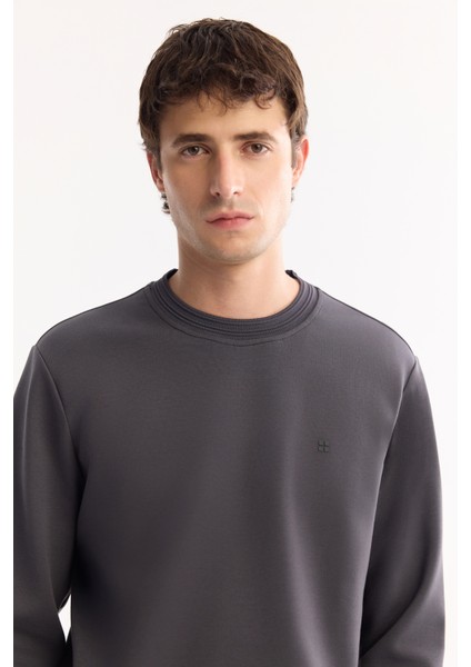 Erkek Antrasit Bisiklet Yaka Pamuklu Bi-Stretch Regular Fit Sweatshirt A52Y1271 fiyatları