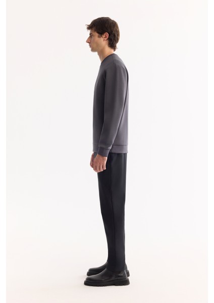 Erkek Antrasit Bisiklet Yaka Pamuklu Bi-Stretch Regular Fit Sweatshirt A52Y1271 modelleri
