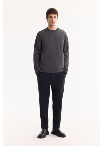 Erkek Antrasit Bisiklet Yaka Pamuklu Bi-Stretch Regular Fit Sweatshirt A52Y1271 indirimleri