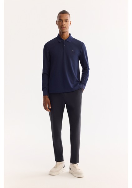 Erkek Lacivert Bi-Stretch Teknik Kumaş Slim Fit Pantolon A52Y3209