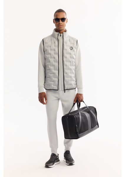 Erkek Gri Dik Yaka Su İtici Rüzgar Geçirmez Hafif Şişme Comfort Fit Yelek A52Y6583