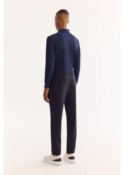 Erkek Lacivert Bi-Stretch Teknik Kumaş Slim Fit Pantolon A52Y3209