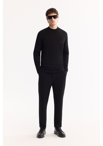 Erkek Siyah Yanı Lastikli Bi-Stretch Hafif Çizgili Slim Fit Pantolon A52Y3204 indirimleri