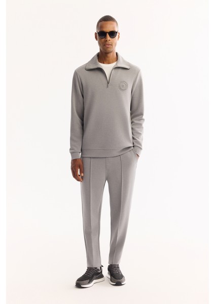 Erkek Gri Beli Lastikli Bağcıklı Soft Touch Regular Fit Eşofman Altı A52Y3406