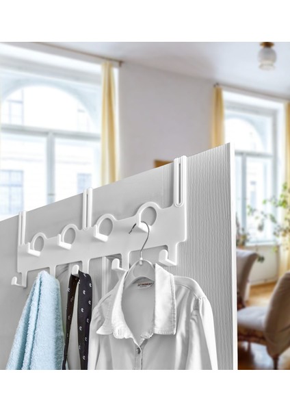 9 Kancalı Kapı Arkası Askılık Plastik, Duvara Montajsız, Kolay Takılabilir, Şık Tasarım