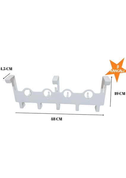 9 Kancalı Kapı Arkası Askılık Plastik, Duvara Montajsız, Kolay Takılabilir, Şık Tasarım fiyatları