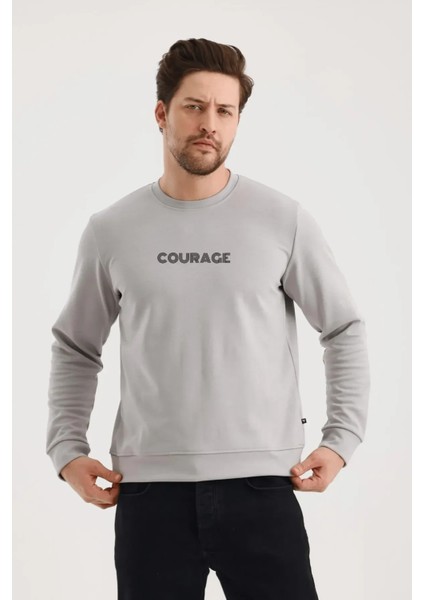 Unisex Baskılı Sıfır Yaka Sweat