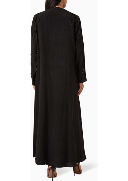 Şık Açık Önlü Abaya Elbise Uzun Kol Kına ve Davet Için Tam Takım modelleri