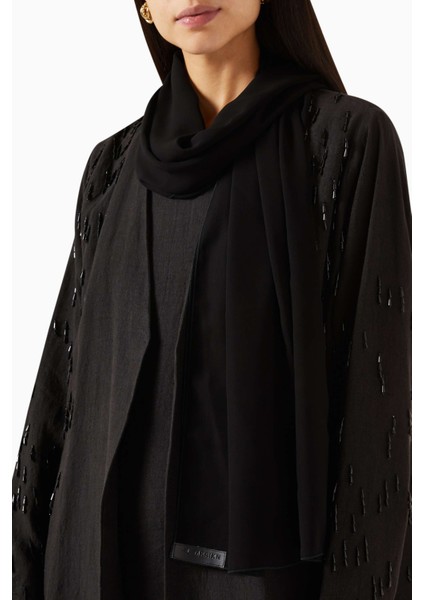 Şık Açık Önlü Abaya Elbise Uzun Kol Kına ve Davet Için Tam Takım