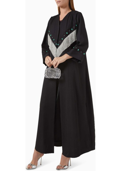 Şıklığı Yansıtan Süslemeli Fringeli Abaya ve Sheila Takımı fiyatları