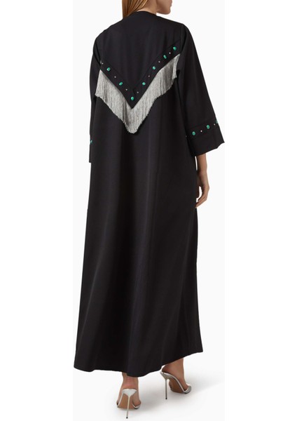 Şıklığı Yansıtan Süslemeli Fringeli Abaya ve Sheila Takımı modelleri