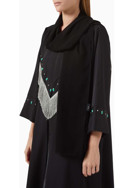 Şıklığı Yansıtan Süslemeli Fringeli Abaya ve Sheila Takımı fırsatları