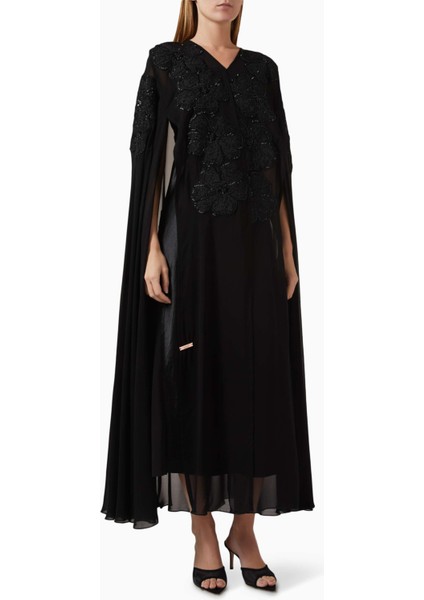 Şifon Çiçek Aplike Abiye Elbise Zarif Detaylar ile Göz Alıcı Akşamlar Için Ideal