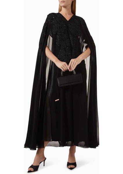 Şifon Çiçek Aplike Abiye Elbise Zarif Detaylar ile Göz Alıcı Akşamlar Için Ideal fiyatları