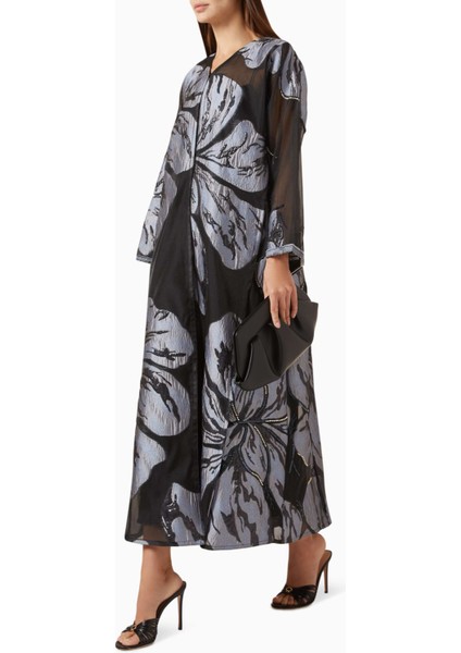 Şık Organza Abaya Çiçekli Boncuk Detaylı Uzun Kollu Model ile Zarif Görünüm fiyatları