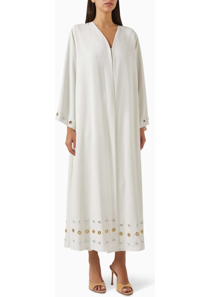 Şık Dikiş Detaylı Uzun Kollu Abaya Rahat Kesim ve Şila ile Modern Görünüm