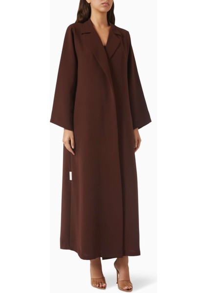 Modern Minimalist Notched Collar Abaya Uzun Kollu Aline Silueti ile Şıklığı Yansıtıyor