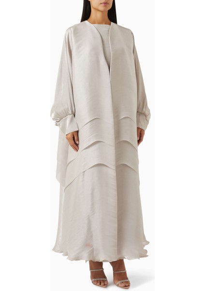 Şık 3 Parça Abaya Seti Saten Organza ile Modern ve Zarif Günler Için Ideal Seçim