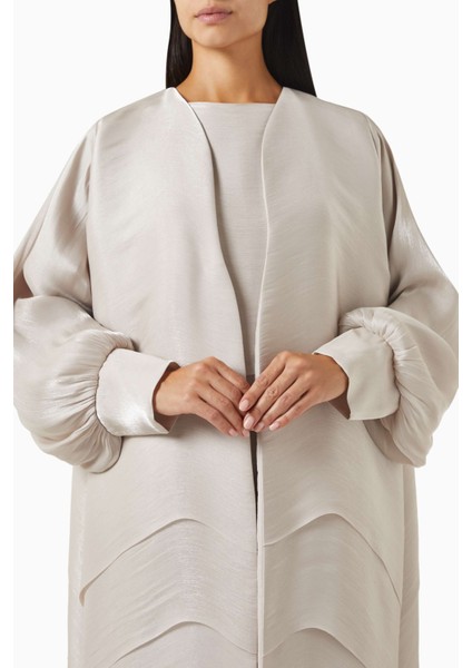 Şık 3 Parça Abaya Seti Saten Organza ile Modern ve Zarif Günler Için Ideal Seçim