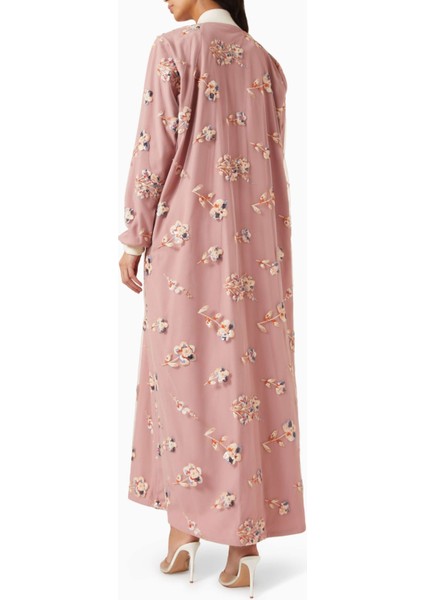 Çiçek Desenli Fermuarlı Abaya Modeli ile Şıklığınızı Yükseltin modelleri