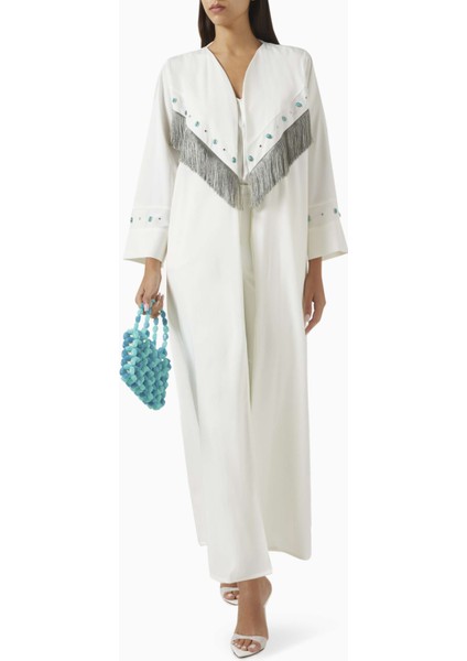 Şıklığı Yansıtan Süslemeli Fringeli Abaya ve Sheila Takımı fiyatları