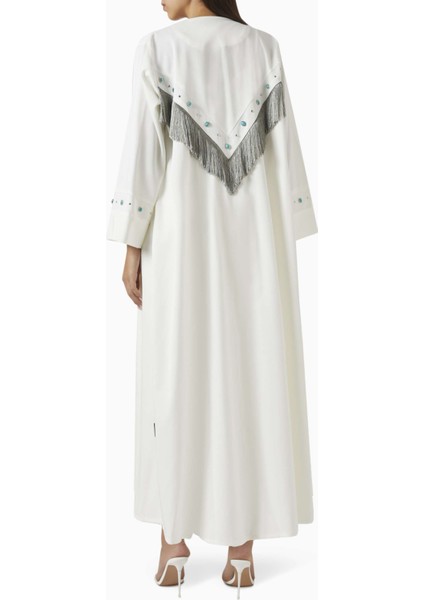 Şıklığı Yansıtan Süslemeli Fringeli Abaya ve Sheila Takımı modelleri