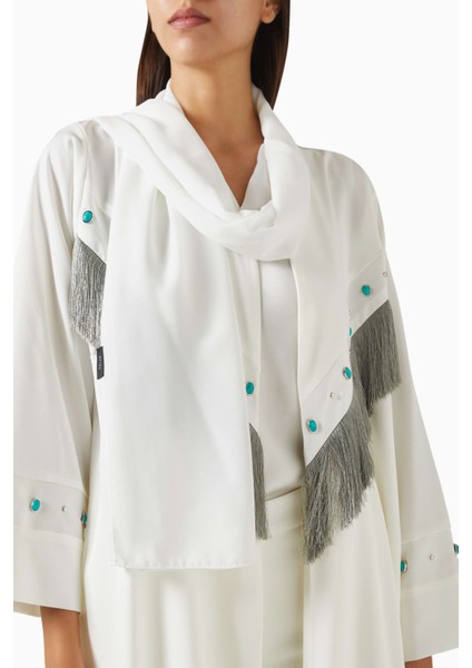 Şıklığı Yansıtan Süslemeli Fringeli Abaya ve Sheila Takımı fırsatları