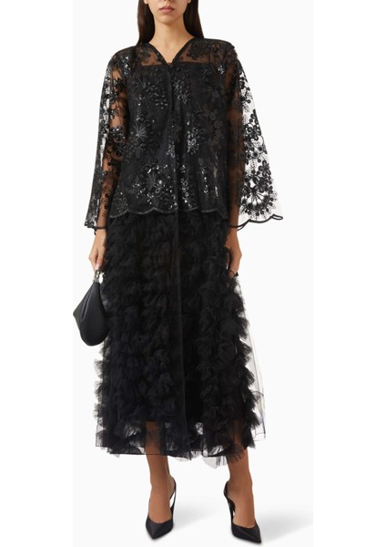 Romantik Dantel Rıhtımlara Sahip Mükemmel Şıklıkta Tül Abaya fiyatları