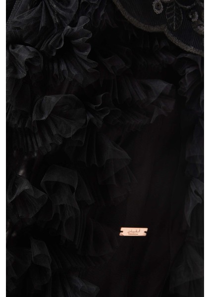 Romantik Dantel Rıhtımlara Sahip Mükemmel Şıklıkta Tül Abaya indirimleri