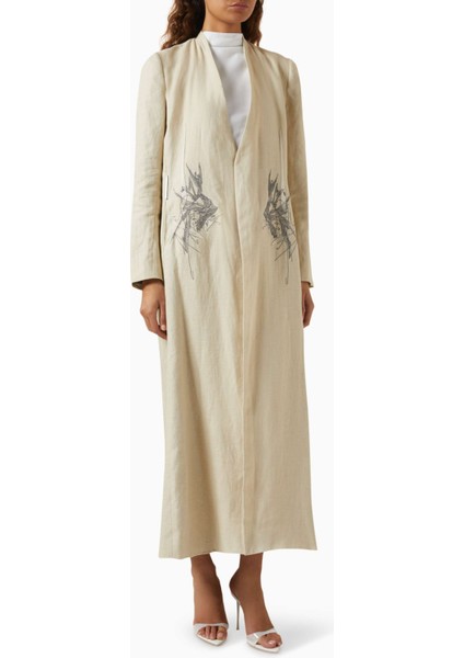 Şık Işlemeli Keten Abaya ile Sıcak Günlerde Konfor ve Stil Sağlayın