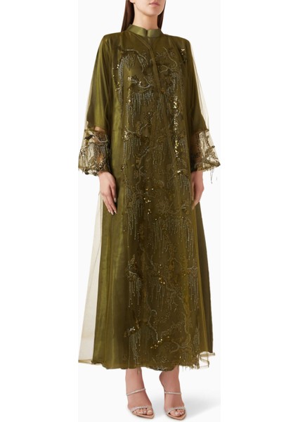 Şık Dantel Abaya Bead ve Sıralı Payet Detaylarıyla Konfor ve Zarafet Sunar