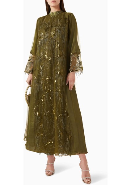 Şık Dantel Abaya Bead ve Sıralı Payet Detaylarıyla Konfor ve Zarafet Sunar fiyatları