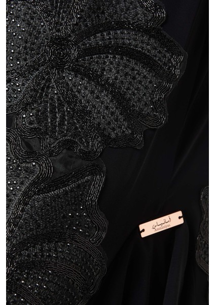 Şifon Dentelle Dantel Abaya Zarif Tasarım ve Parlak Aksesuarlarla Özel Şıklık indirimleri