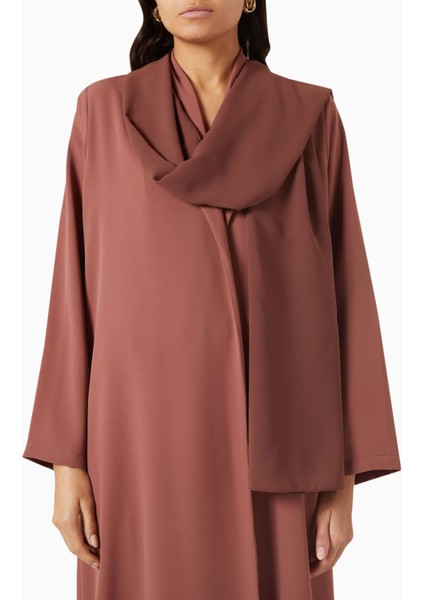 Şık Yaka Detaylı Uzun Abaya Modası Için Hafif Krepe Kumaş Tasarım indirimleri