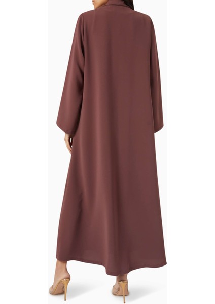 Şık Yaka Detaylı Uzun Abaya Modası Için Hafif Krepe Kumaş Tasarım modelleri