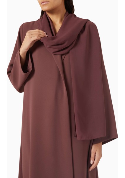 Şık Yaka Detaylı Uzun Abaya Modası Için Hafif Krepe Kumaş Tasarım indirimleri