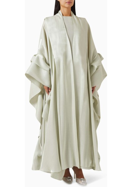 Şık Tasarımlı 3 Parça Abaya Seti Pamuk Organza ile Rahat ve Zarif Görünüm