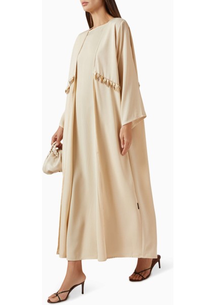 Bead Detaylı Üç Parçalı Abaya ve Elbise Seti Rahat ve Şık Tasarım fiyatları