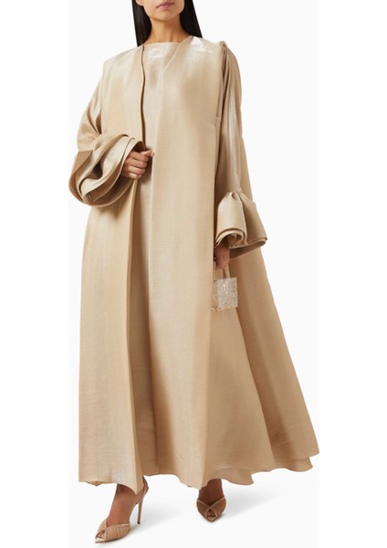 Minimalist Lüks Ruffle Kol 3 Parça Abaya Seti Pamuk Organza ile Şıklığı Yakalayın fiyatları