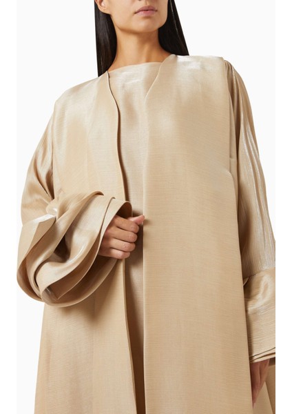 Minimalist Lüks Ruffle Kol 3 Parça Abaya Seti Pamuk Organza ile Şıklığı Yakalayın indirimleri