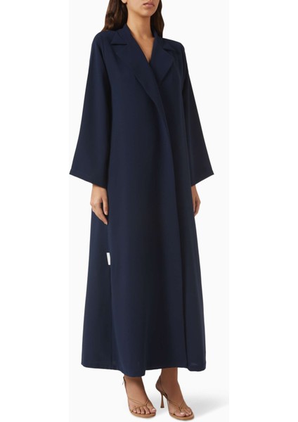 Modern Minimalist Notched Collar Abaya Uzun Kollu Aline Silueti ile Şıklığı Yansıtıyor