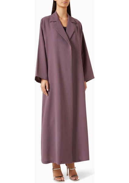 Modern Minimalist Notched Collar Abaya Uzun Kollu Aline Silueti ile Şıklığı Yansıtıyor