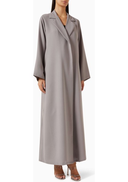Modern Minimalist Notched Collar Abaya Uzun Kollu Aline Silueti ile Şıklığı Yansıtıyor