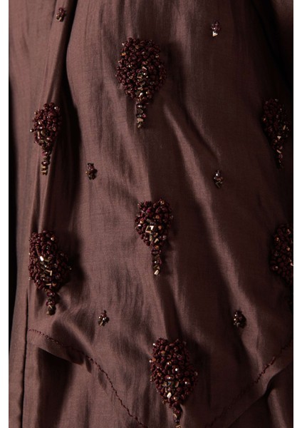 Şık ve Hafif Tencel Voile Abaya Bead Süslemeli Uzun Kollu Moda Ürünü