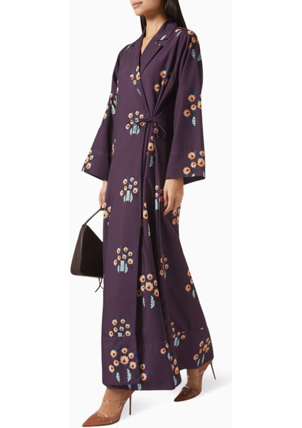 Floral Desenli Pamuk Abaye ile Profesyonel Tarzınızı Yenileyin Uzun Kol ve Notch Yaka Detayıyla fiyatları