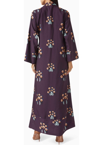 Floral Desenli Pamuk Abaye ile Profesyonel Tarzınızı Yenileyin Uzun Kol ve Notch Yaka Detayıyla modelleri