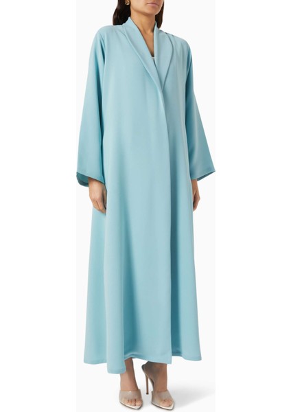 Şık Yaka Detaylı Uzun Abaya Modası Için Hafif Krepe Kumaş Tasarım