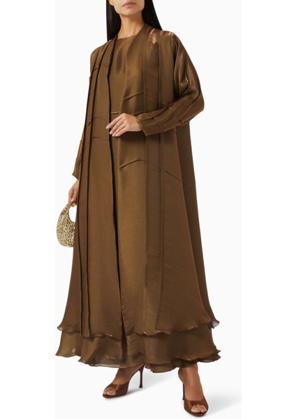 Şık Iki Parçalı Abaya Seti Ince Organza ile Modern ve Geleneksel Tarzın Birleşimi fiyatları