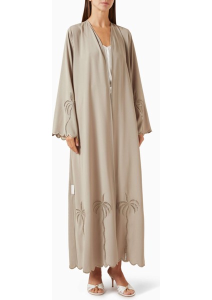 Lüks Konfor ile Tasarlanmış Palm Işlemeli Georgette Abaya Modası